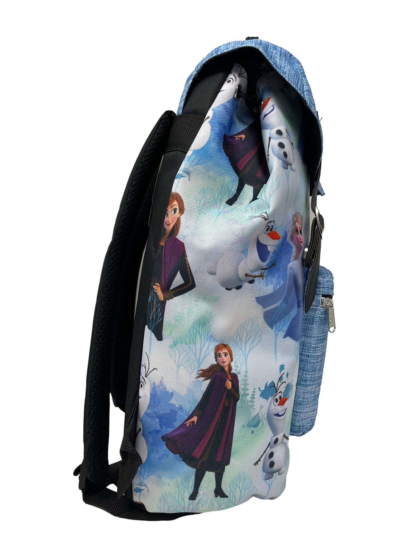 Limited KBNL Frozen 2 Allover Pattern Preppy Vintage Style 16 School Backpack Blue, Large, 20760