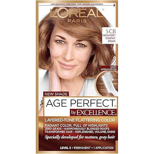 L'Oreal Paris ExcellenceAge Perfect Layered Tone Flattering Color, 5CB Medium Chestnut Brown