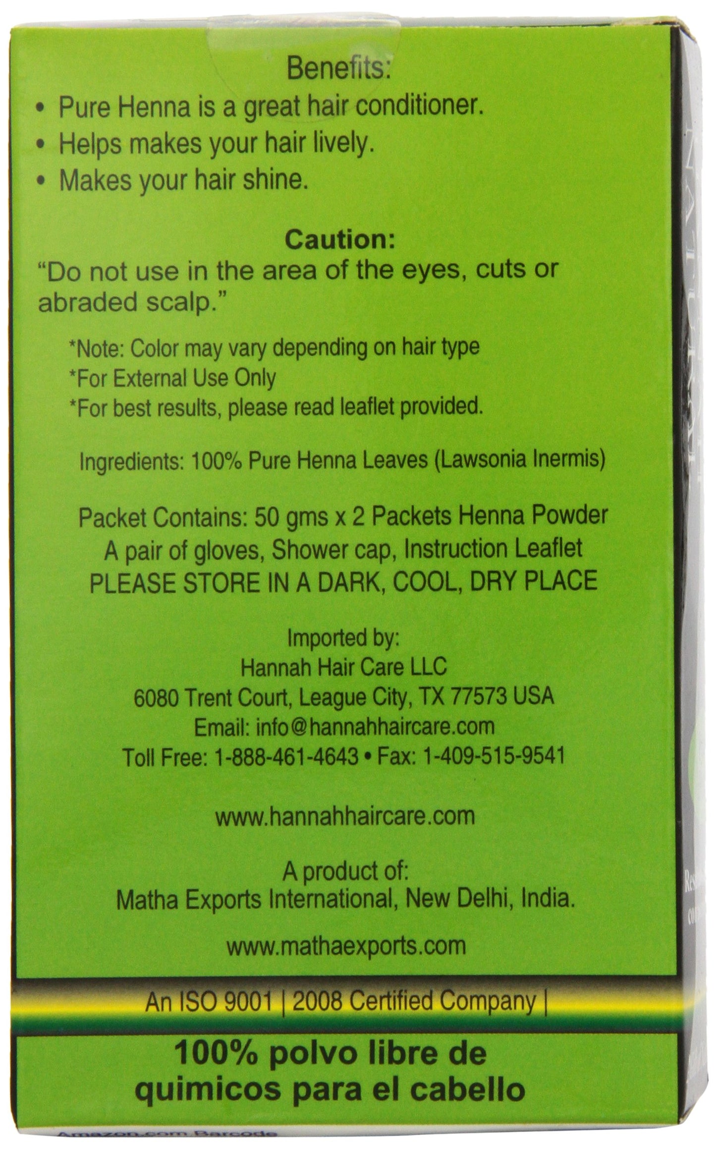 Hannah Natural 100% Pure Henna Powder, 100 Gram