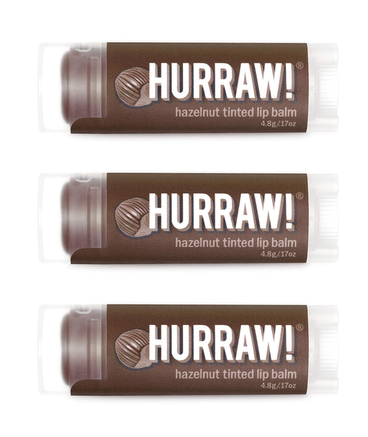 Hurraw! Hazelnut Tinted Lip Balm, 3 Pack: (Sheer Brown Tint) Organic, Certified Vegan, Cruelty and Gluten Free. Non-GMO, 100% Natural Ingredients.