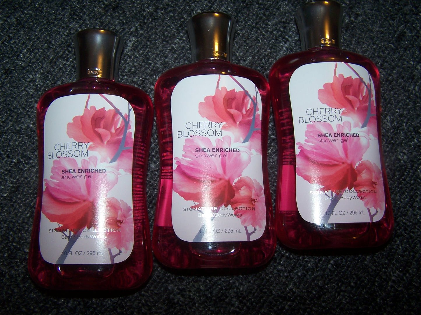 Lot of 3 Bath & Body Works Cherry Blossom Shea Enriched Shower Gel 10 Fl Oz Each (Cherry Blossom)