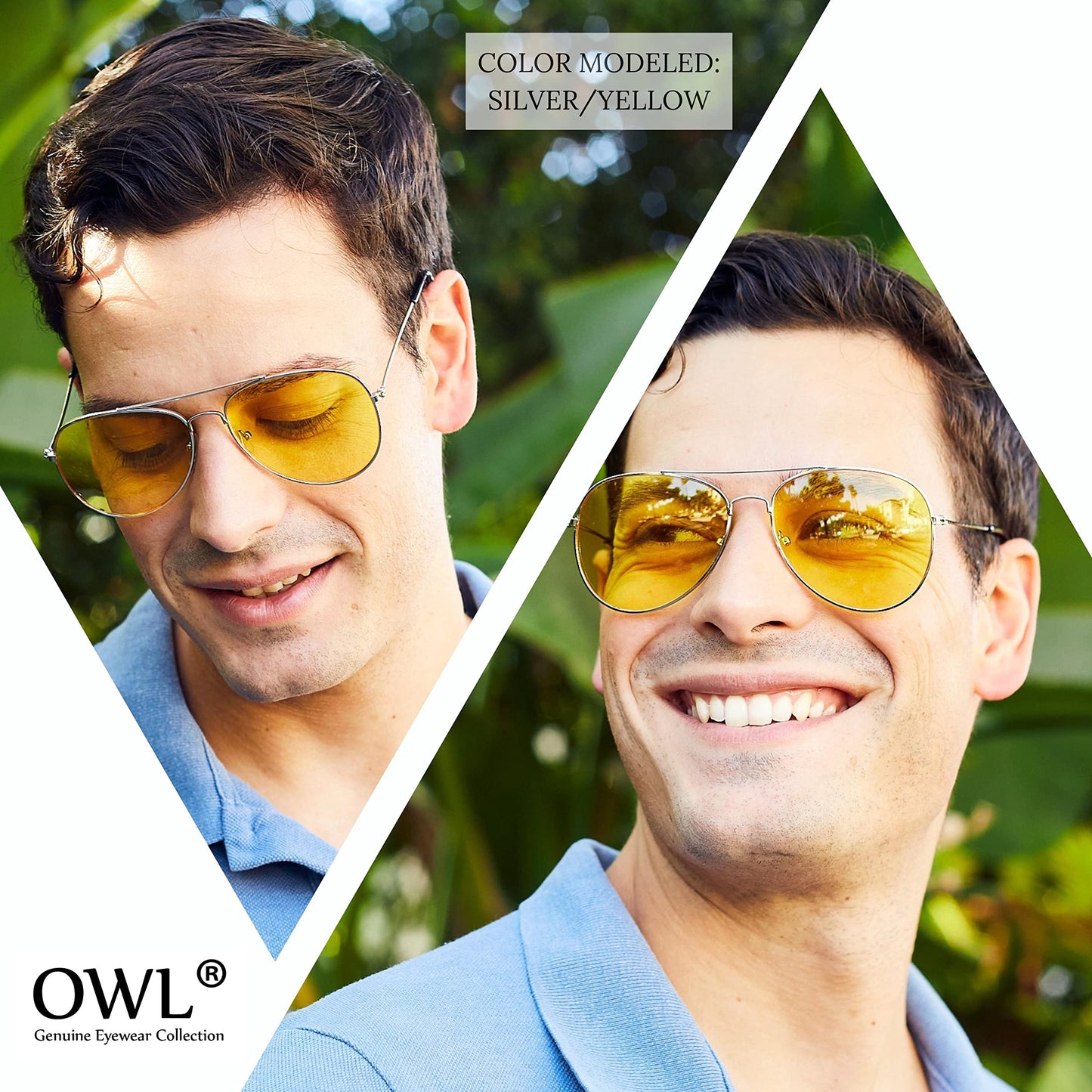 Classic Aviator Style Gold Metal Frame Sunglasses Brown Lens UV Protection OWL ®.