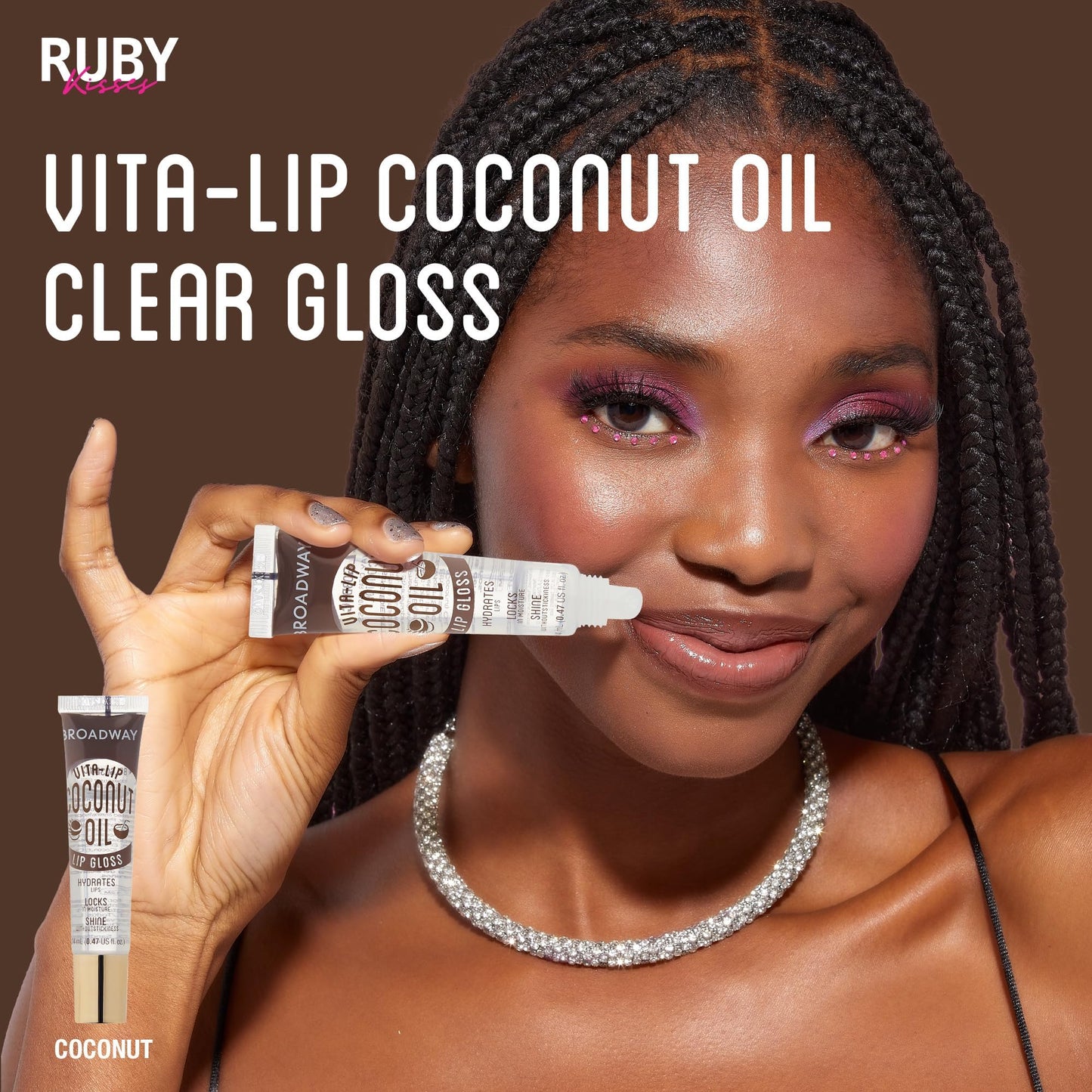 Ruby Kisses Broadway Vita-Lip Clear Lip Gloss (Coconut Oil 6 Pack), Ultra-Hydrating & Soothing Formula with Vitamin Oils, High-Shine Non-Sticky