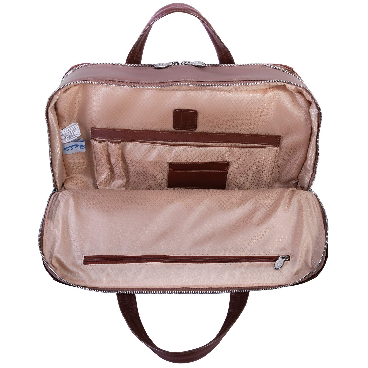 McKleinUSA N Series, Harpswell, Nano Tech-Light Nylon with Leather Trim, 17" Nylon Dual Compartment Laptop Briefcase, Khaki (18564), One Size