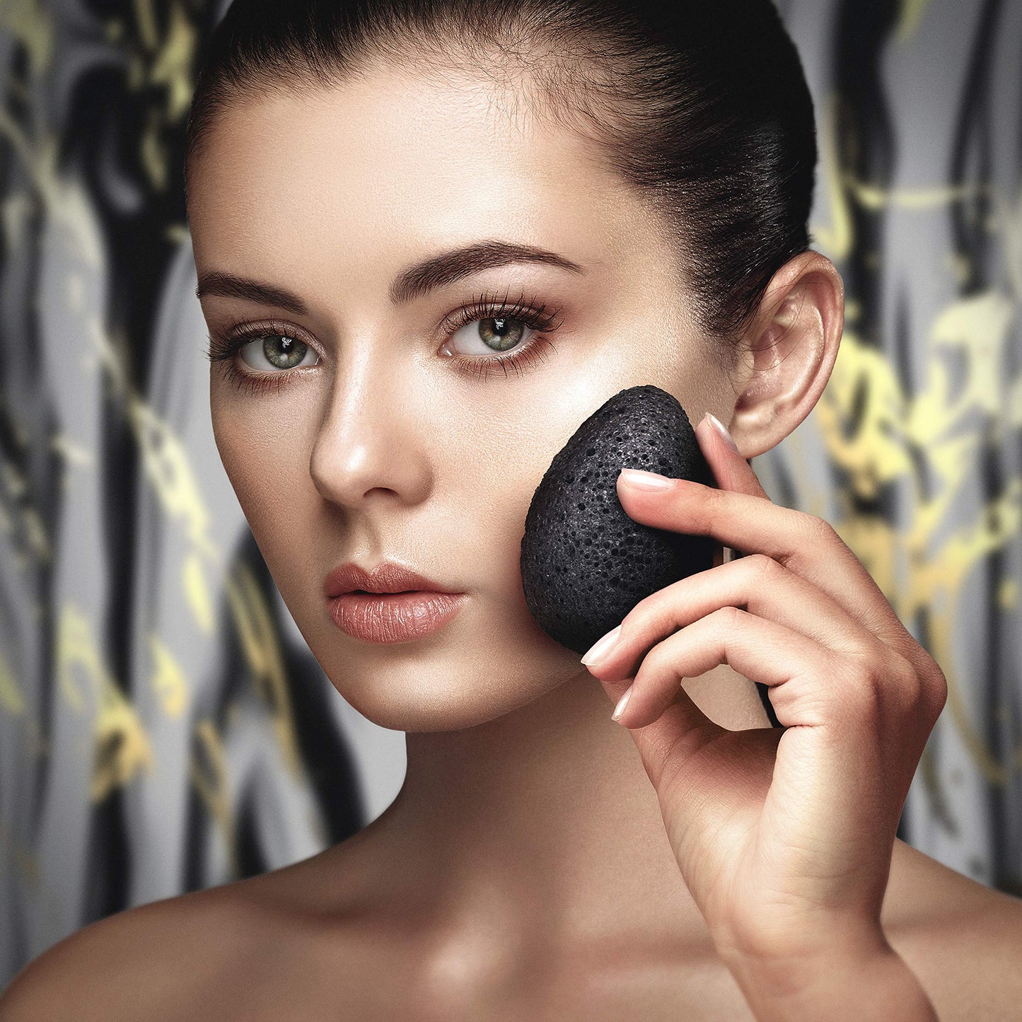 Konjac Sponge for Face | All Natural and Reusable | Konjac Facial Sponge with Activated Bamboo Charcoal | Gentle Exfoliating Sponge for Face |