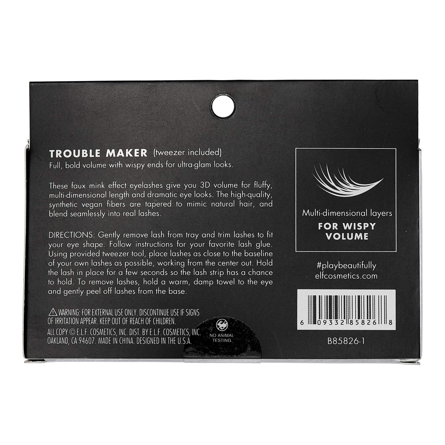 e.l.f., Trouble Maker Faux Mink Lashes, Full, Wispy, Bold, Soft, Tapered, Synthetic, Adds Volume and Drama, Lengthens, Blends Seamlessly, Includes One