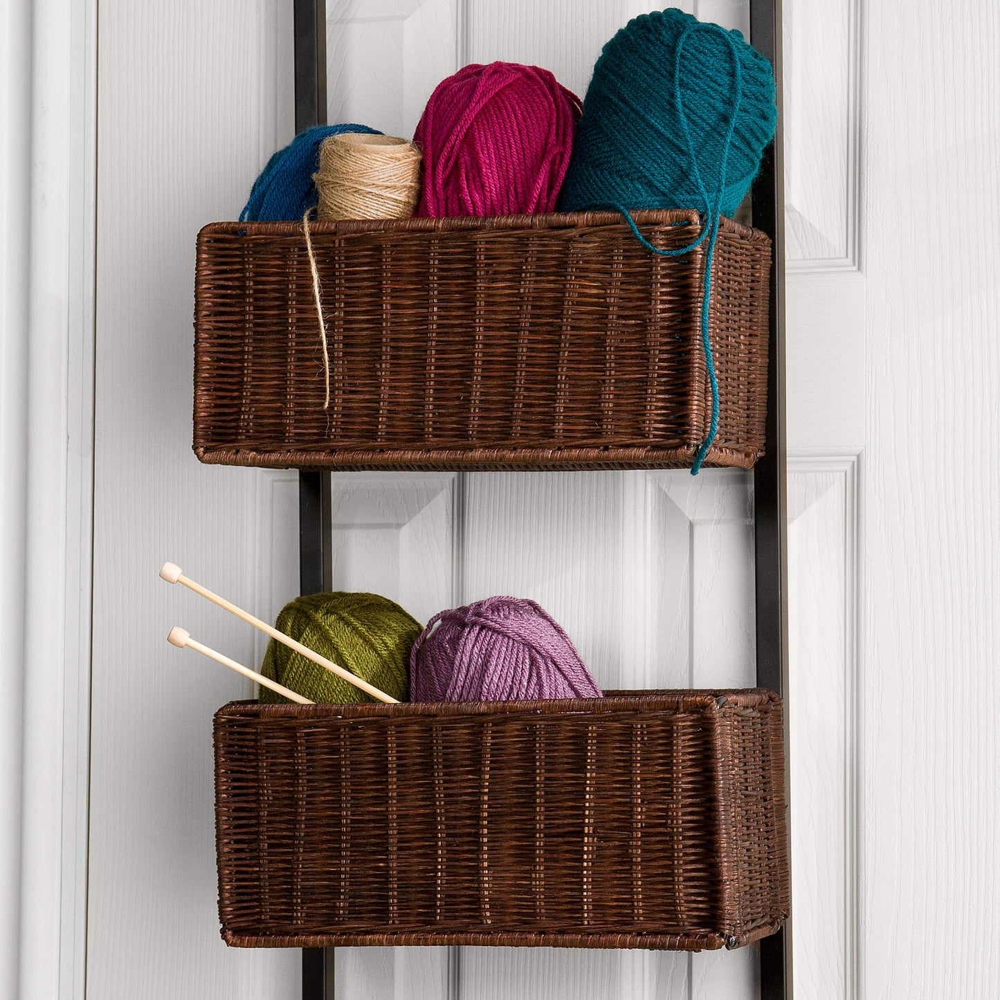 SEI Furniture Cortovo Over-The-Door 3-Tier Basket Storage - Espresso w/ Black