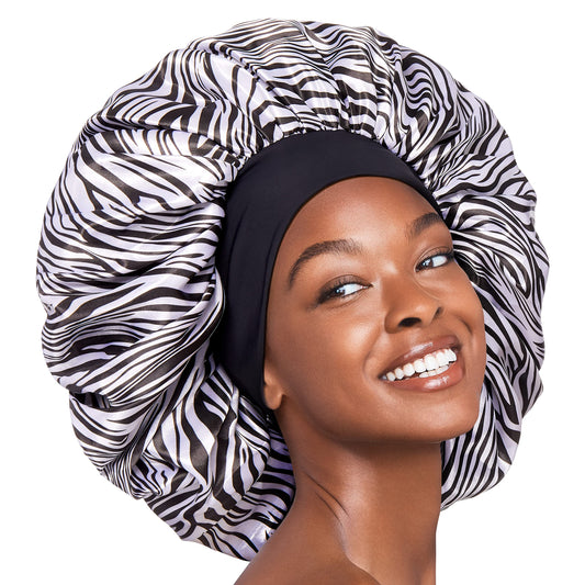 Red by Kiss Reversible Silky Satin Hair Cap Hair Bonnet with Wide Edge Double Wear Cap, Super Jumbo (Zebra) Beauty and Personal Care Red by Kiss