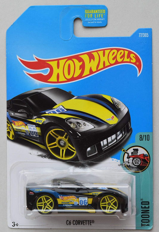 Hot Wheels 1:64 Scale die cast Tooned 8/10, Black C6 Corvette 77/365