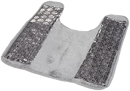 Popular Bath Sinatra Contour Silver Modern Classic Bath Accessories Decorative Beautiful Hollywood Design Bathroom Contour Rug size 21” x 24