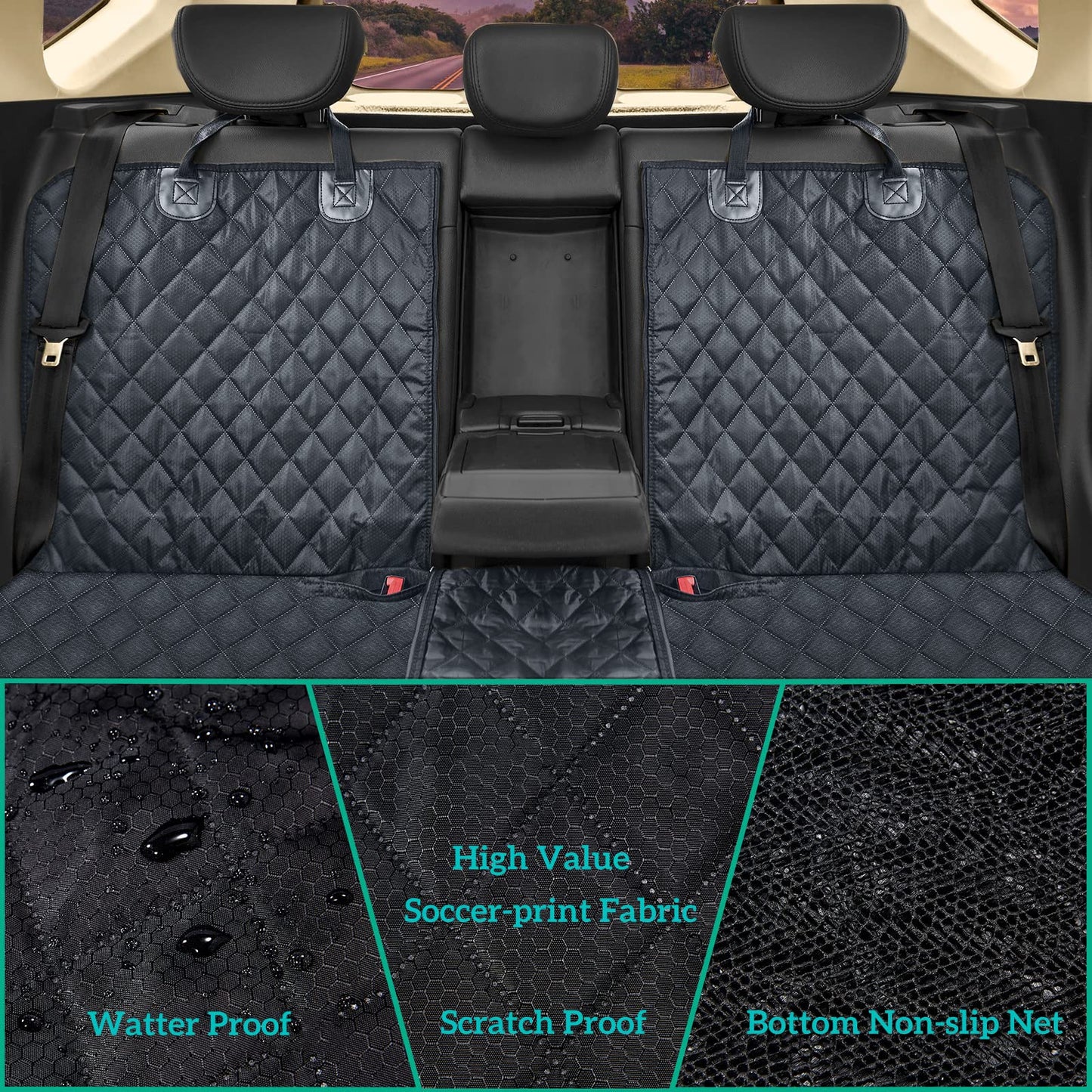 ANOSOSPECIAL Dog Car Seat Cover – Non-Slip, Waterproof Back Seat Protector, Fur-Resistant, Durable, Universal Fit for Cars, SUVs & Vans