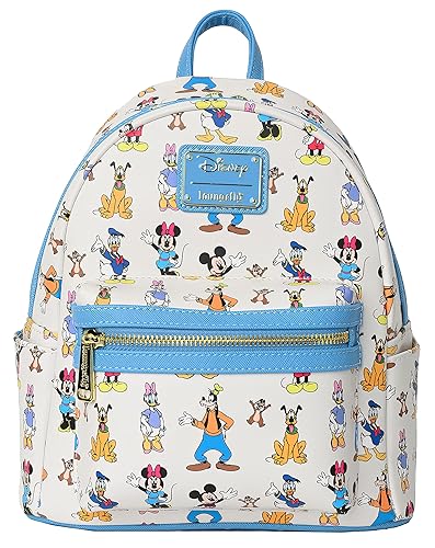 Loungefly Disney Women's Mini Backpack Mickey Minnie Mouse Forward Backward Blue