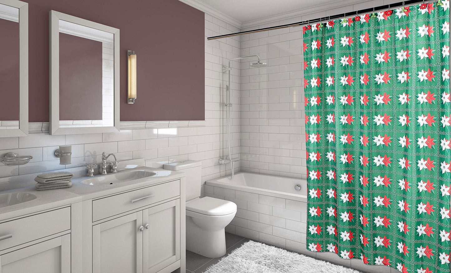Carnation Home Fashions Poinsettia Fabric 70 by 72 Shower Curtain