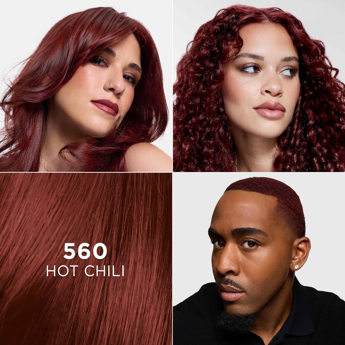 L'Oreal Paris Feria Multi-Faceted Shimmering Permanent Hair Color, High Intensity Hair Dye for 3X Highlights, 560 Hot Chili, 1 Kit