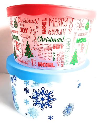 Greenbrier Holiday~Christmas Cookie Storage Buckets with Lids (2 Buckets)