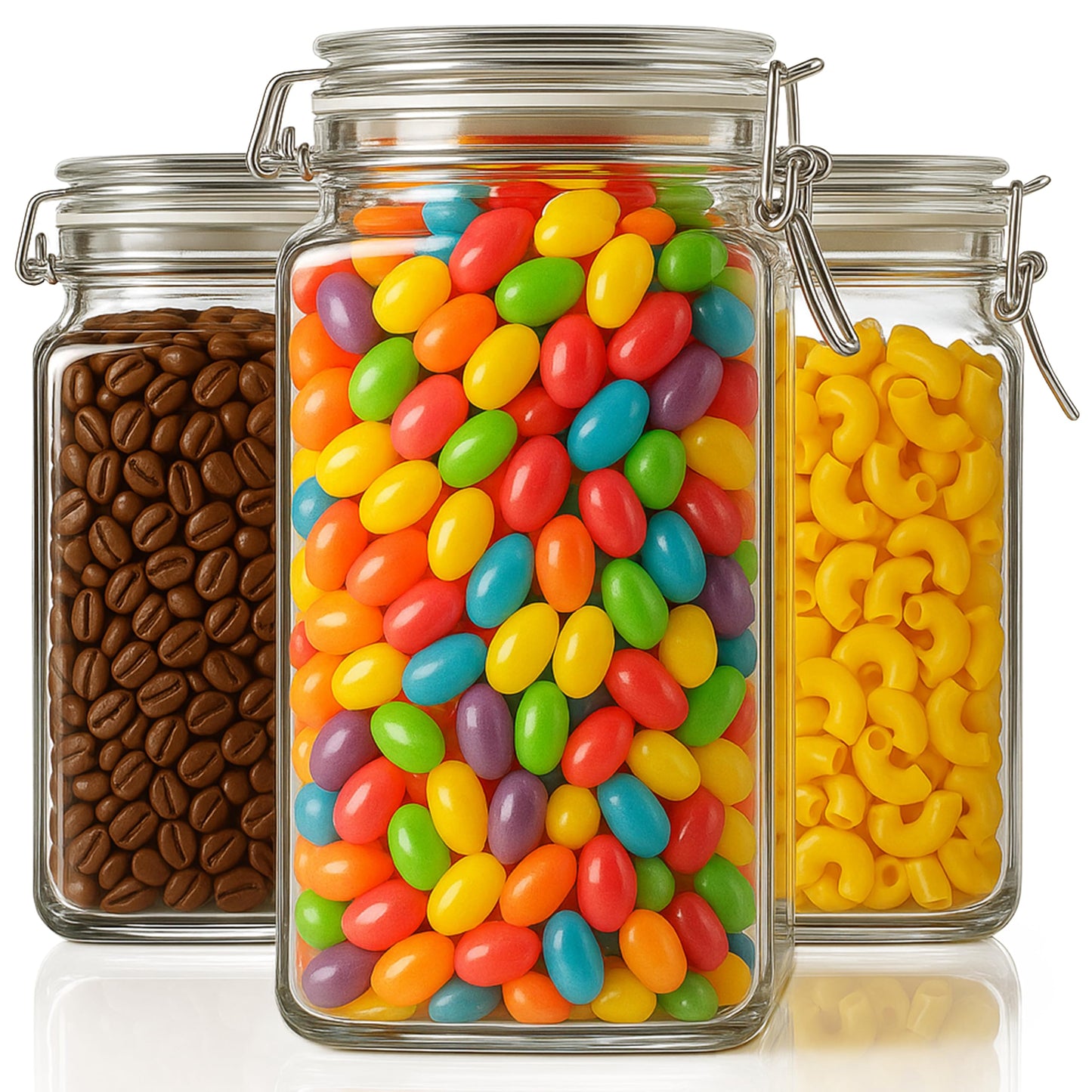 Stock Your Home 78 oz Large Glass Storage Containers With Airtight Clamp Lids, Set of 3 Hinge-Top Food Storage Mason Jars for Pantries, Sealed Glass…