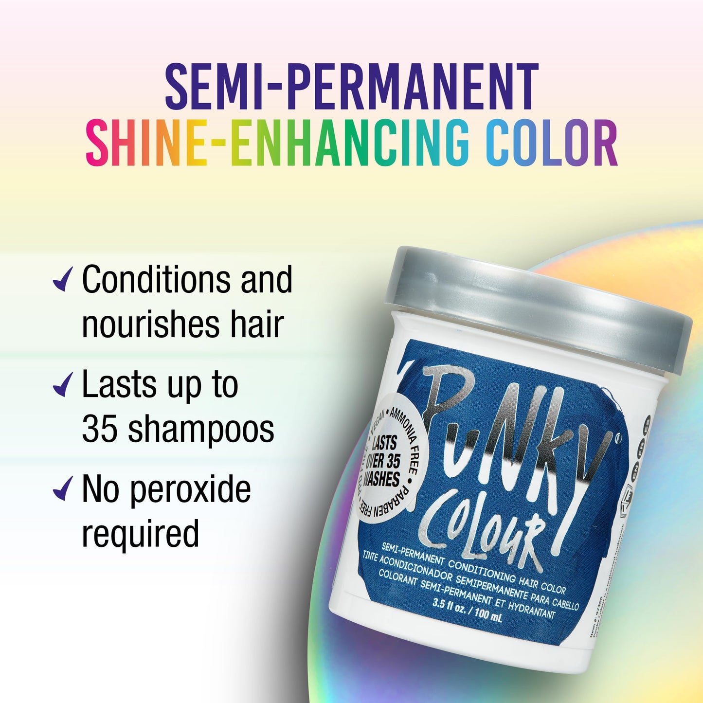 Punky Midnight Blue Semi Permanent Hair Color - Vegan & Cruelty-Free Conditioning Hair Dye, Lasts Up to 35 Washes, 3.5 fl oz