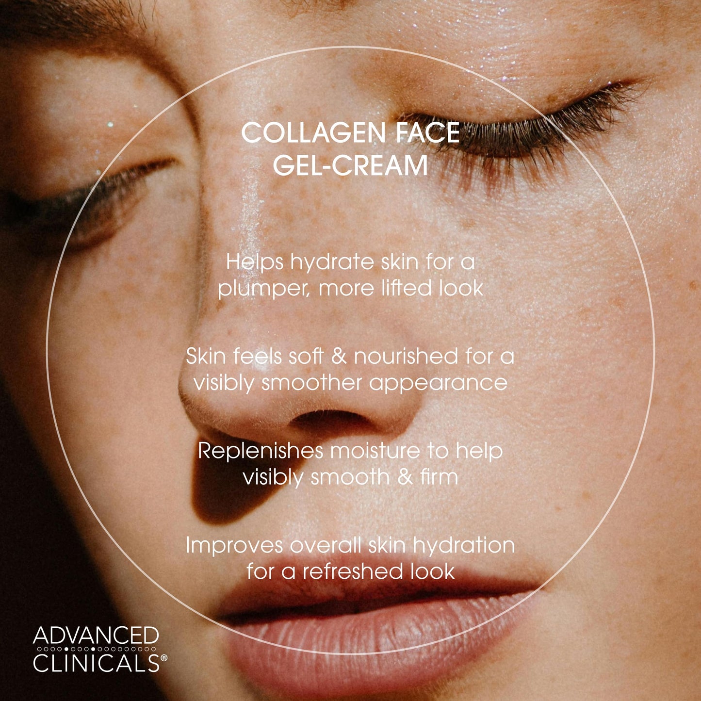 Advanced Clinicals Collagen Cream Gel-Like Facial Lotion | Collagen Peptide + Hyaluronic Acid Moisturizer For Face Helps Hydrate Dry Skin & Improve