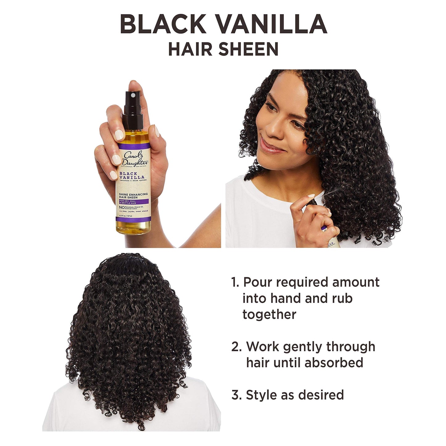 Carol's Daughter Black Vanilla Moisture & Shine Hair Sheen, 4.3 Ounce