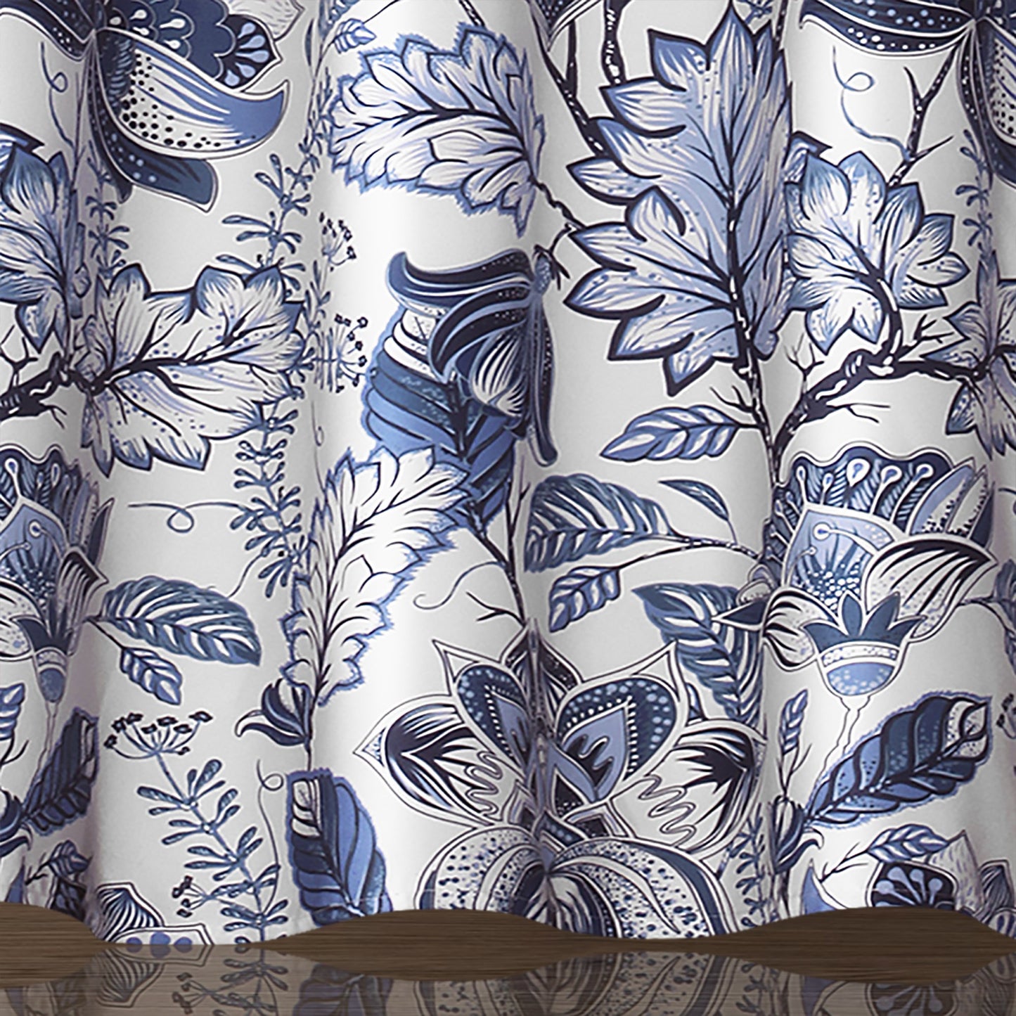 Lush Decor, Blue Cynthia Jacobean Shower Curtain-Fabric Floral Print Design,72 x 72