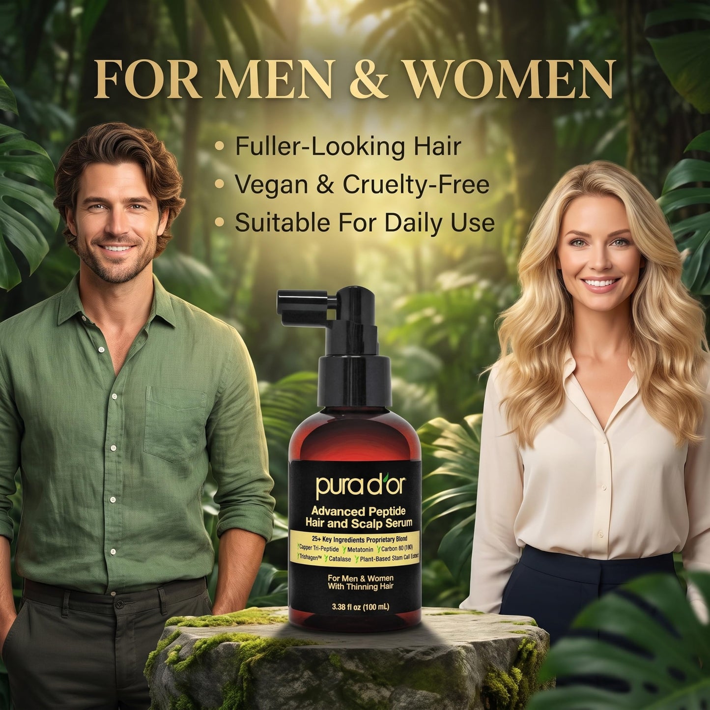 PURA D'OR Advanced Hair & Scalp Serum - For Hair Thinning with Copper Tri-Peptide, Caffeine, Botanical Extract Blend, Fuller Appearance Strands Beauty and Personal Care PURA D'OR