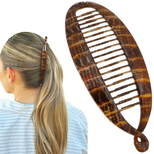 Camila Paris CP3097 French Extra Large Banana Clip Hair Comb, Classic Banana Clips Hair for Thick Hair Ponytail Holder Interlocking Styling Clips