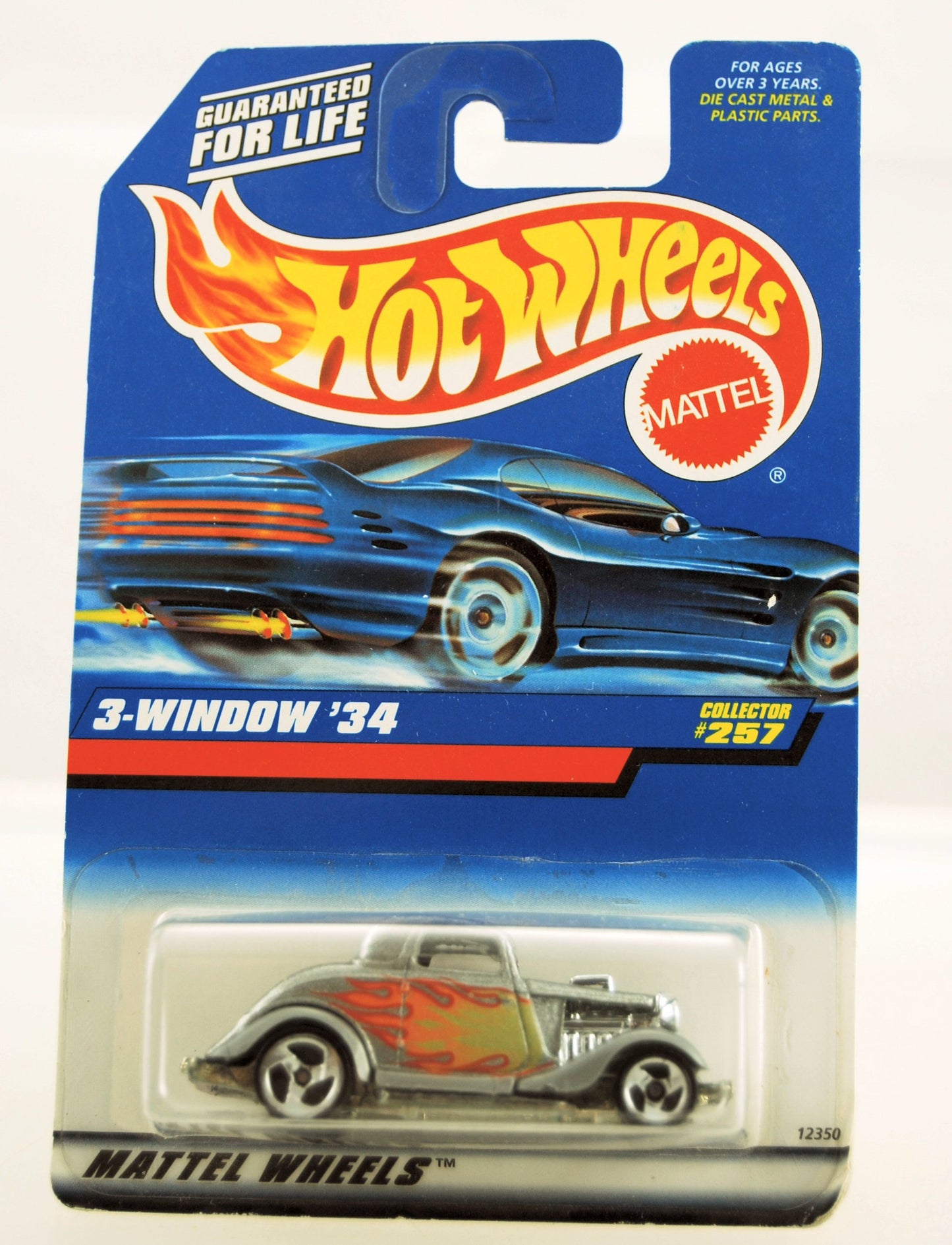Hot Wheels - 1997 - 3 - Window 1934 - Collector #257 - Silver & Flames Paint - Limited Edition - Collectible