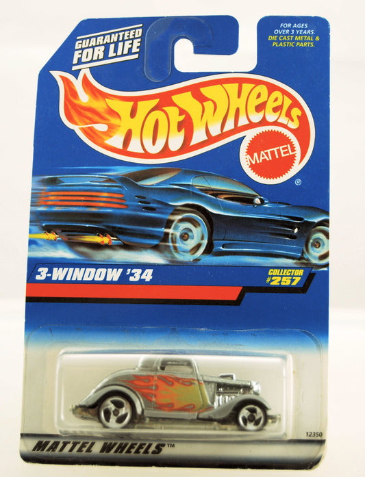 Hot Wheels - 1997 - 3 - Window 1934 - Collector #257 - Silver & Flames Paint - Limited Edition - Collectible