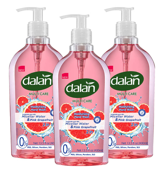 Dalan Pink Grapefruit Multicare Ultra Moisturizing Liquid Hand Soap for Normal and Dry Hands Fresh Clean and Soft Feeling (13.5 Fl Oz / 400 mL (Pack