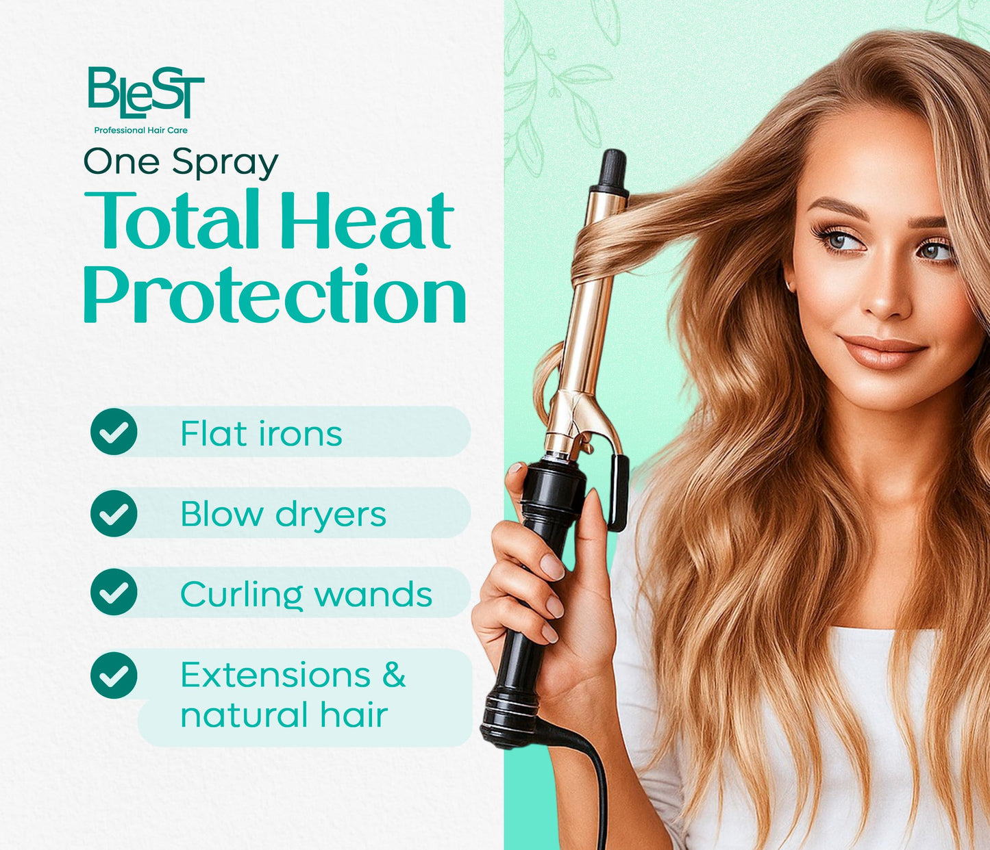 BLEST PROFESSIONAL HAIR CARE Thermal Protection Spray with Marula Oil - Heat Protectant Spray for Hair & Extensions - Vegan Hair Heat Protectant