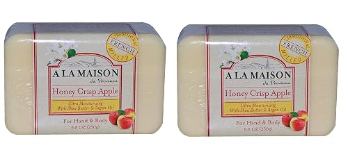 A La Maison Honeycrisp Apple Bar Soap - Triple French Milled Natural Moisturizing Hand Soap Bar (2 Bars of Soap, 8.8 oz)