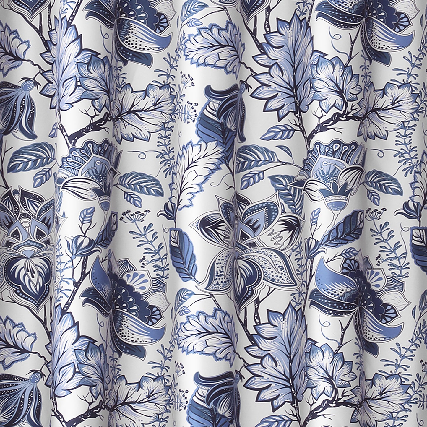 Lush Decor, Blue Cynthia Jacobean Shower Curtain-Fabric Floral Print Design,72 x 72