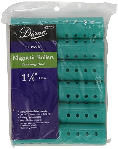 Diane Magnetic Hair Rollers, Aqua, 1 3/8 Inch