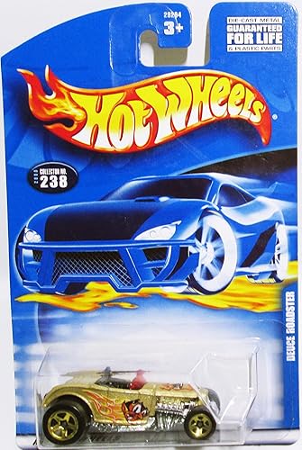 2000 - Mattel - Hot Wheels - Collector #238 - Deuce Roadster - Metallic Gold - Rare Gold Wheels - Red Tinted Window - Devil Graphics - Black Interior…