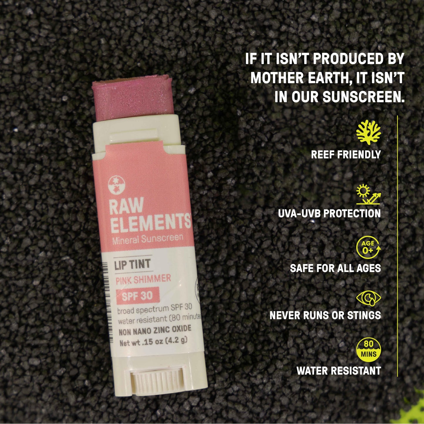 Raw Elements Organic Pink Lip Shimmer Zinc Oxide SPF 30+, 0.15 oz (Pack of 3) Beauty and Personal Care Raw Elements