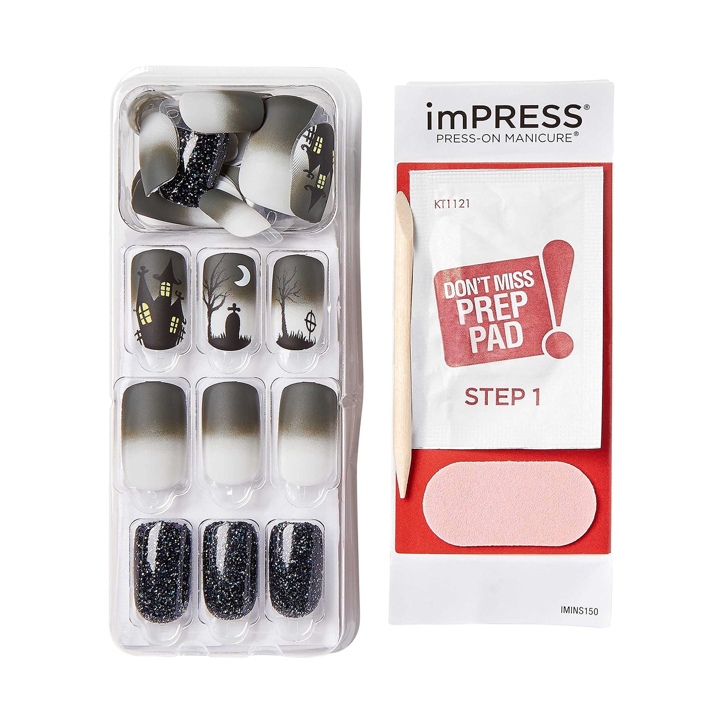 Kiss imPRESS Press on Manicure Halloween Nails - Waking the Witch, Medium Length, Square Shape, 30 Fake Nails Beauty & Personal Care KISS