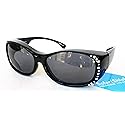 Solar Shield Fit Over Your RX Glasses Polarized Rhinestone Sunglasses (1414) + Free Bonus Cleaning Cloth