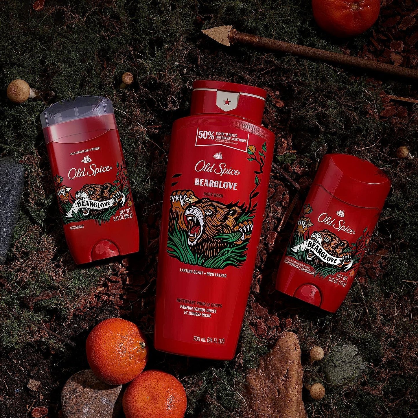 Old Spice Aluminum Free Deodorant for Men, 24/7 Odor Protection, 24/7 Freshness & Lasting Scent, Bearglove Scent, 3.0 oz with Travel Size Swagger Body