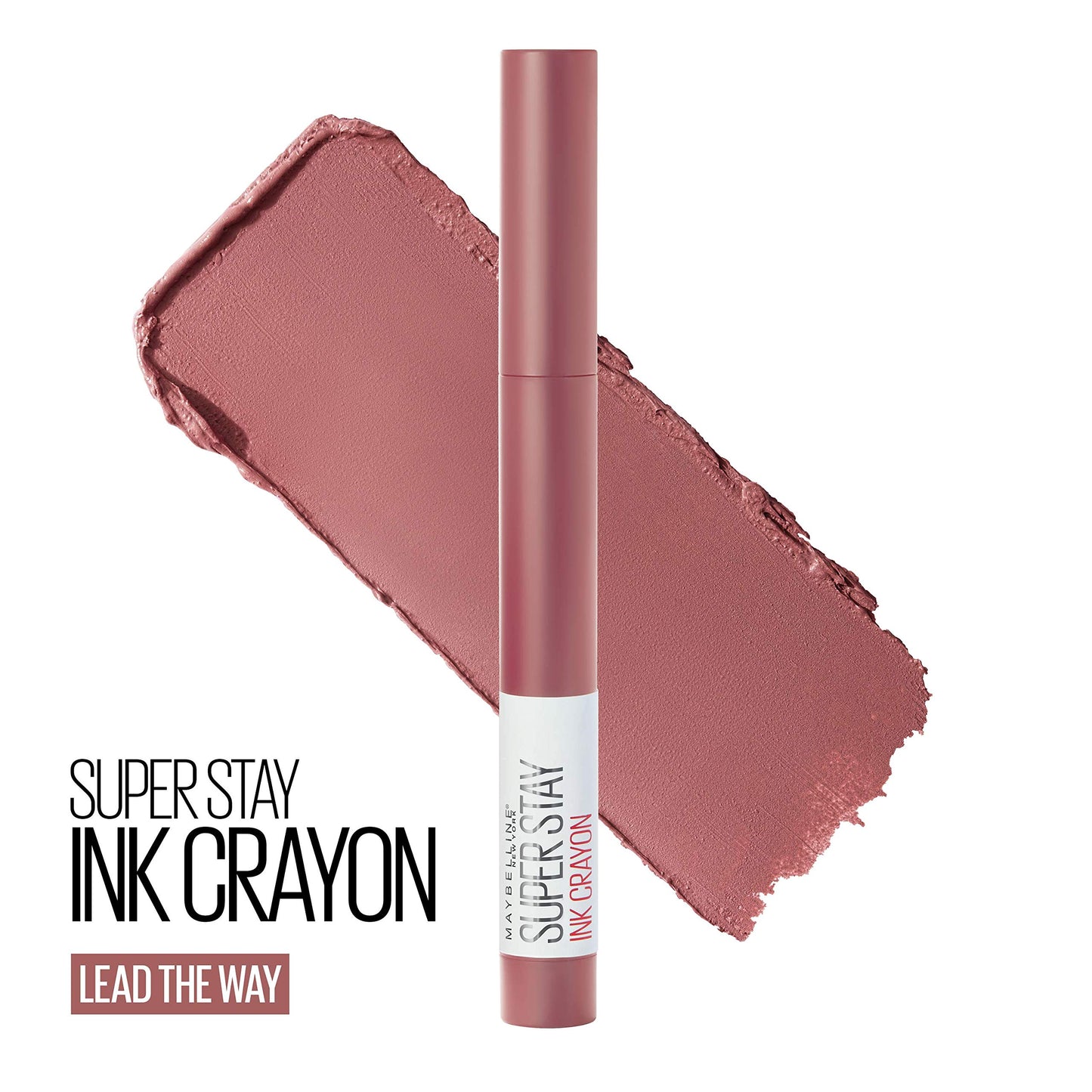 Maybelline Super Stay Ink Crayon Lipstick Makeup, Precision Tip Matte Lip Crayon with Built-in Sharpener, Longwear Up To 8Hrs, Lead The Way, Pink