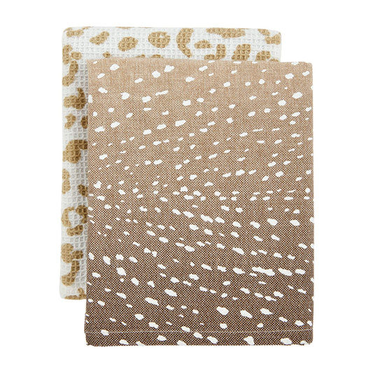 Mud Pie Leopard Towel Set, Fawn, 26" x 16.5"