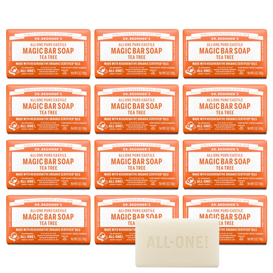 Dr. Bronner's Pure-Castile Magic Bar Soap - Tea Tree, Made with Regenerative Organic Certified Oils, For Face, Body & Hair, Gentle, Vegan, Non-GMO Beauty & Personal Care Dr. Bronner's