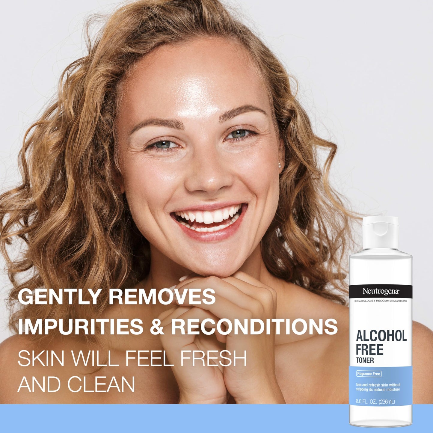 Neutrogena Alcohol-Free Gentle Daily Facial Toner, Fragrance-Free to Tone & Refresh Skin, Gently Removes Impurities & Reconditions Skin