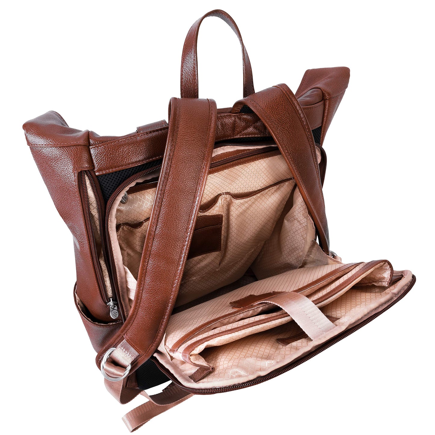McKleinUSA S Series, Kennedy, Pebble Grain Calfskin Leather, 17" Leather Dual Access Laptop Backpack, Brown (88734)