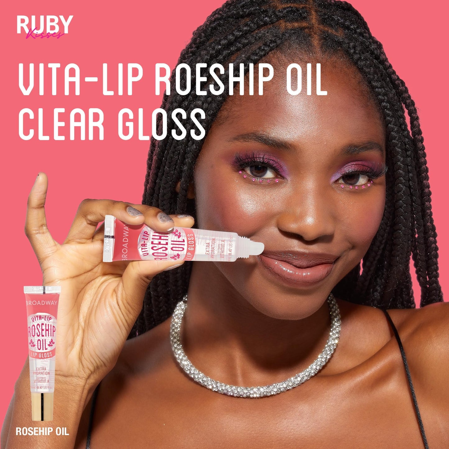 Ruby Kisses Broadway Vita-Lip Clear Lip Gloss (Rosehip Oil 12 Pack), Ultra-Hydrating & Soothing Formula with Vitamin Oils, High-Shine Non-Sticky