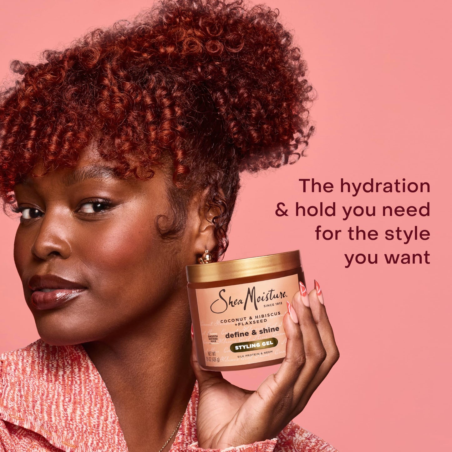 SheaMoisture Define & Shine Styling Gel + Flaxseed Coconut&Hibiscus Hydrates,Holds Your Style All Day Infused With Glycerin,Coconut Oil an