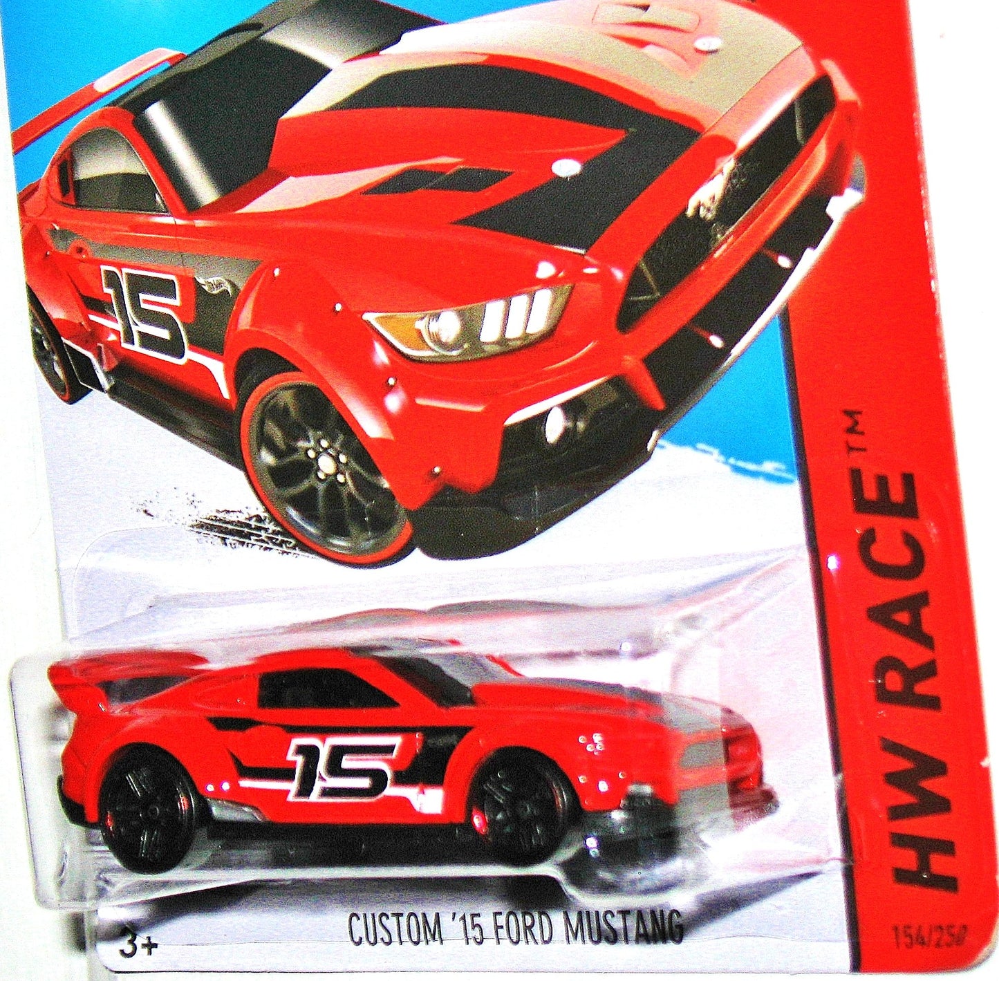 Hot Wheels, 2015 HW Race, Custom '15 Ford Mustang [Red] 154/250