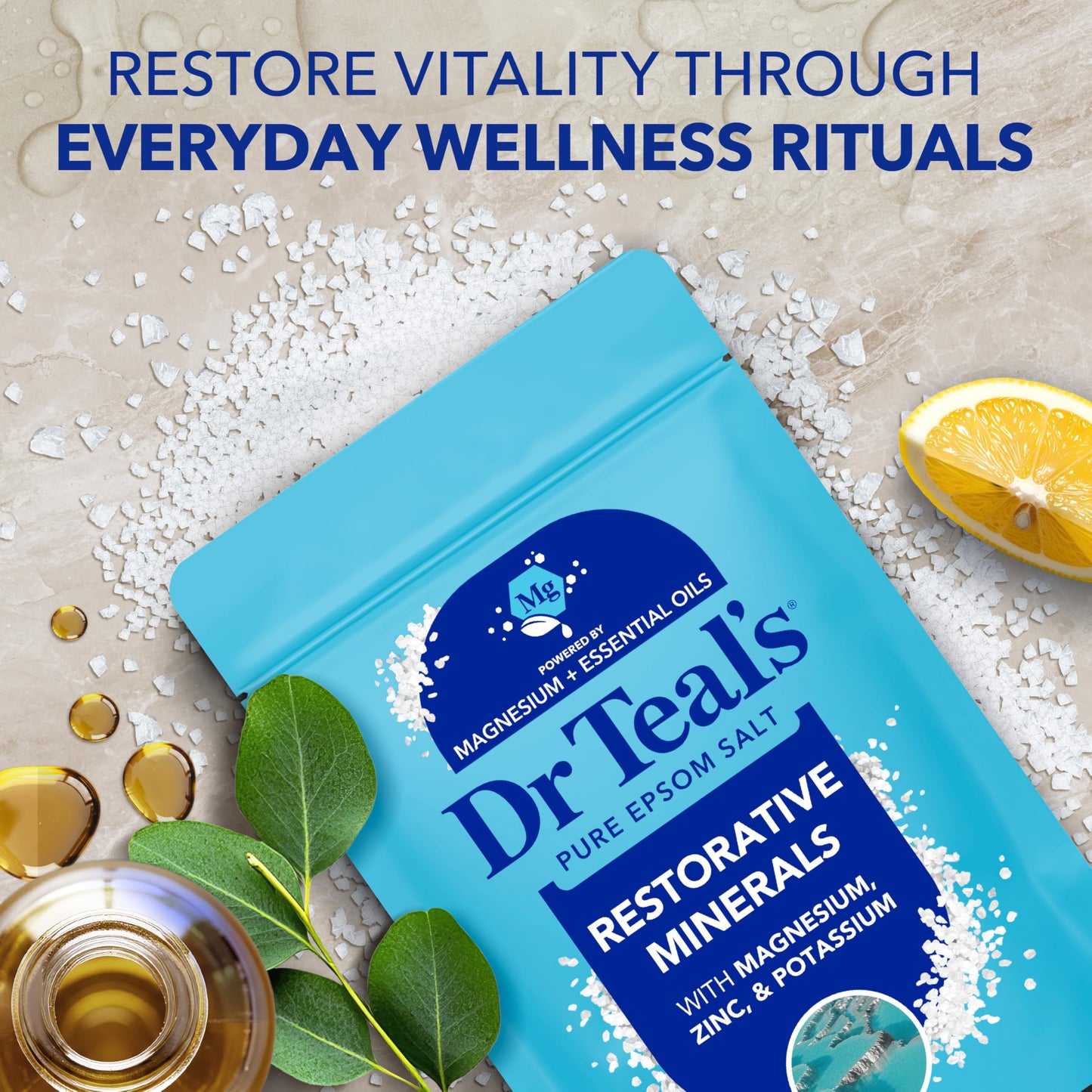 Dr Teal's Epsom Salt Magnesium Soak, Restorative Minerals with Magnesium, Potassium & Zinc, 3 lbs Beauty and Personal Care Dr Teal's