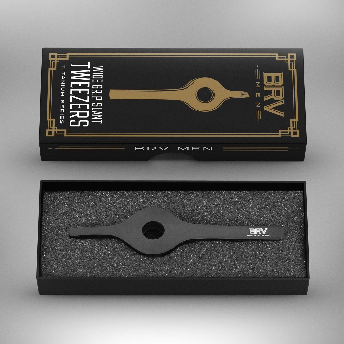 BRV MEN Wide Grip Slant Tweezers | Hand-Filed Slanted Tips for Ultra-Precision | Tweezers for Eyebrows & Nose/Ear/Facial Hair | Professional Tweezers