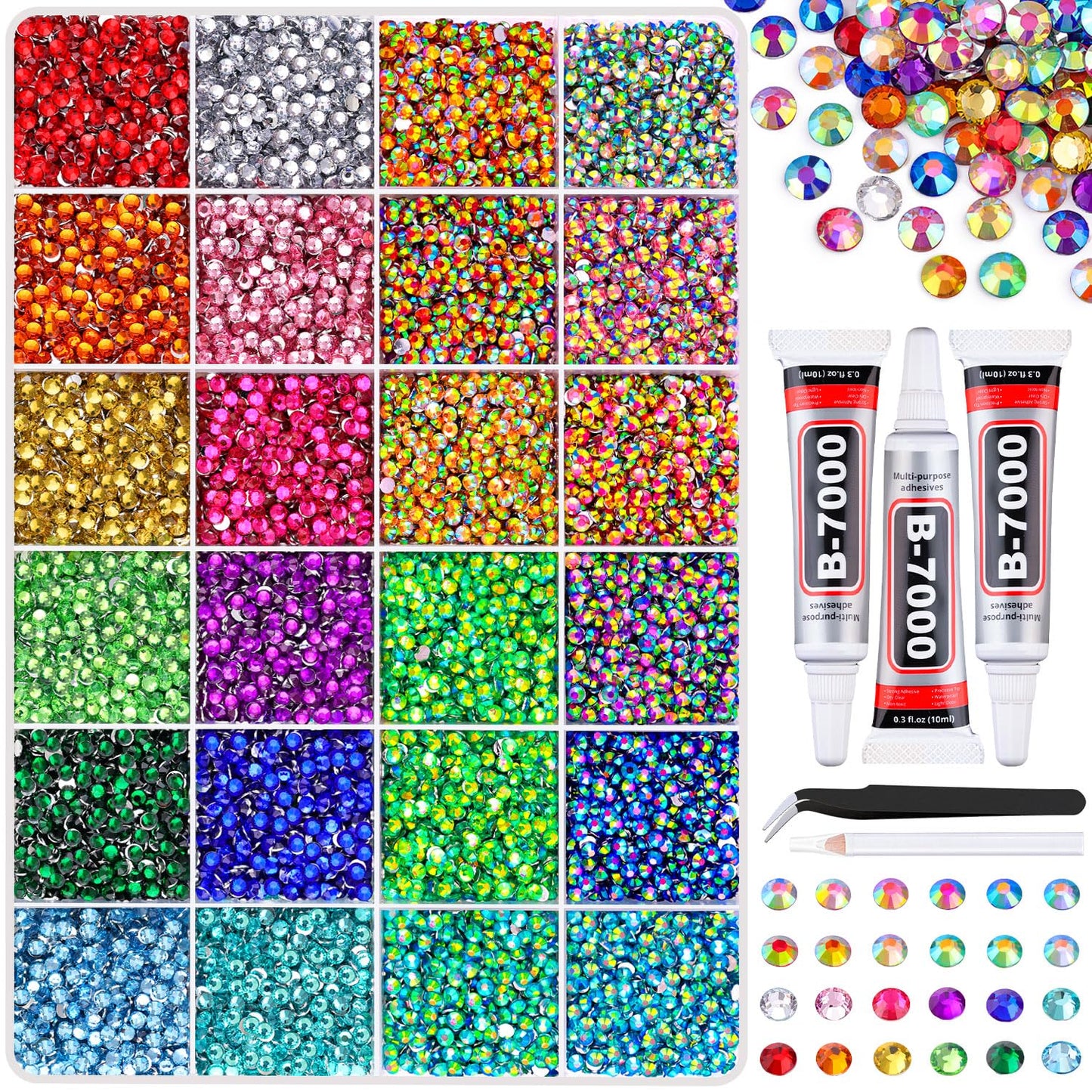 6600Pcs Resin Rhinestones with Tweezers for Crafting, Mixed-Color 5mm Non Hotfix Flatback Gems, Bedazzling Crystal for DIY Crafts Clothing Tumblers Beauty and Personal Care TINKRSTUFF Default Title