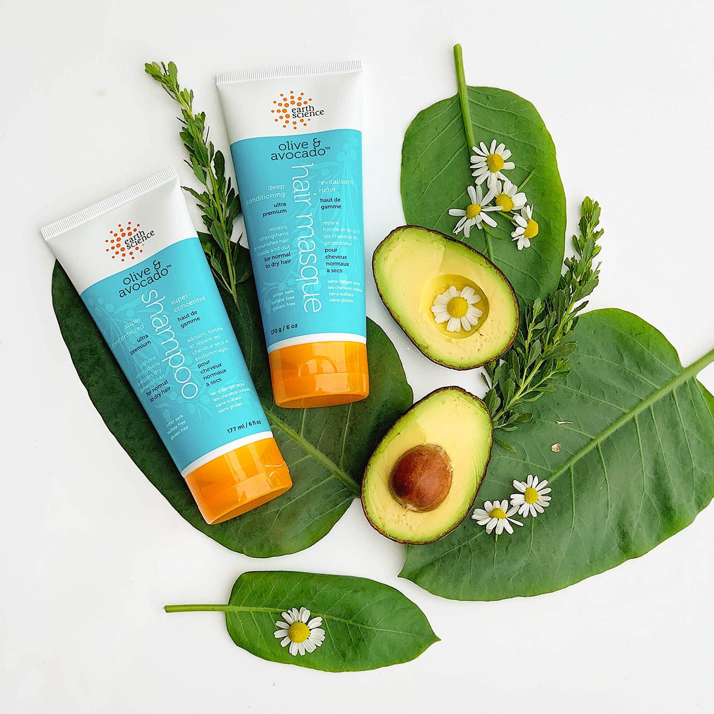 EARTH SCIENCE - Olive & Avocado Deep Conditioning Shampoo & Deep Conditioning Hair Masque Set